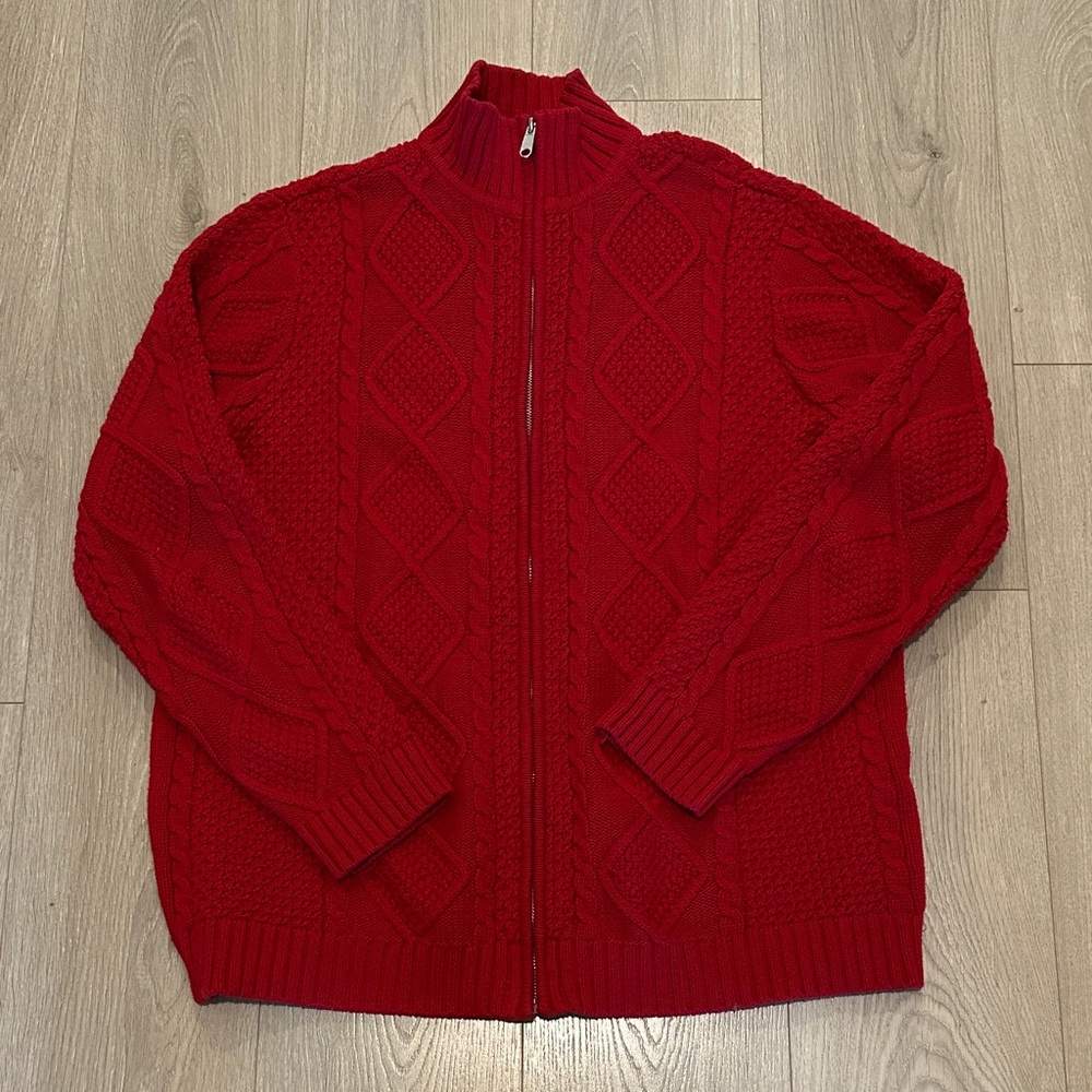 Plus Size Red Cable Knit Women’s Sweater